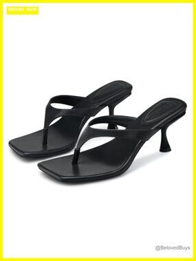 Women's Kitten Heel Sandals 2.5" Heel Flip Flop Square Toe Thong
